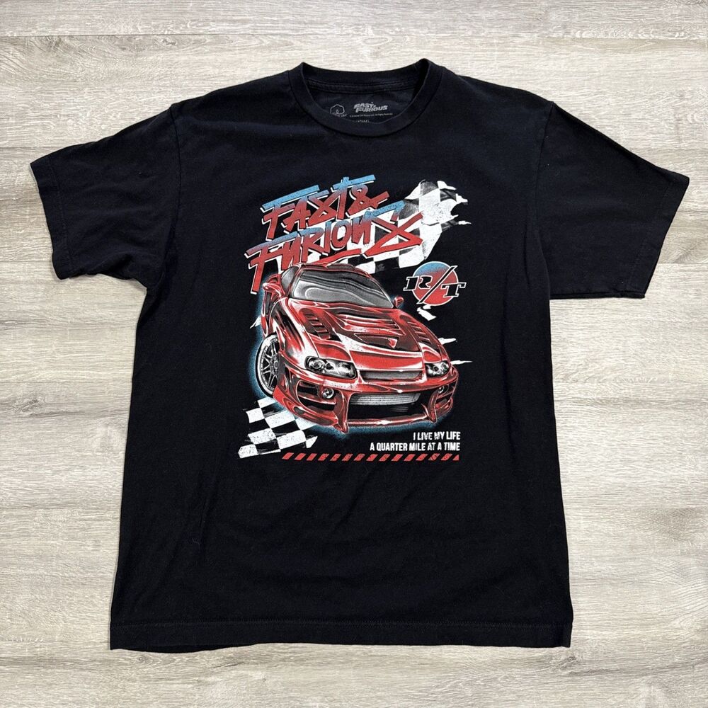 Fast & Furious Shirt Live My Life A Quarter Mile At A Time Men’s Black Large